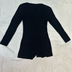 SHEIN Black Long Sleeve Bodysuit